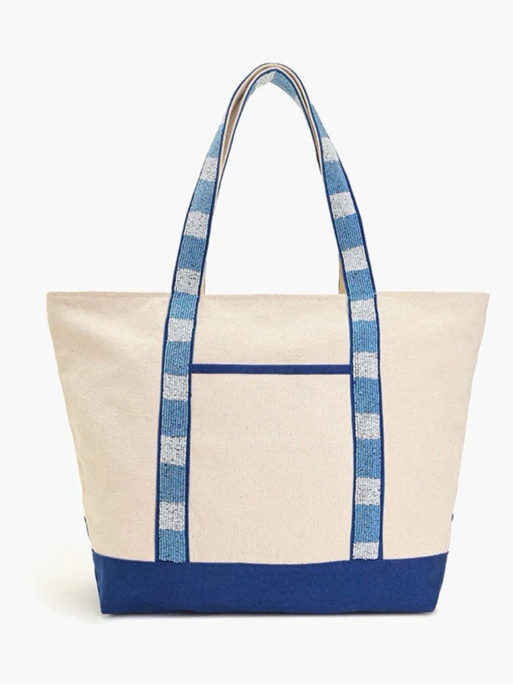 🦞 Handcrafted in India Beige Canvas Tote with LOTS of Red beaded lobsters! 🦞 - Picture 5 of 6